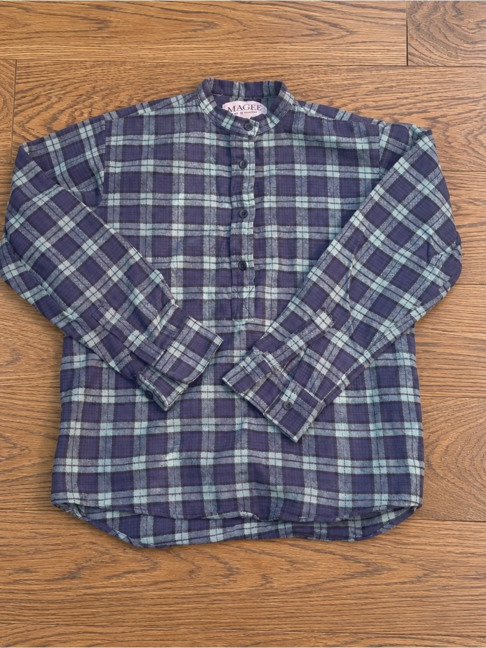 Vintage Magee Ireland Plaid Flannel Shirt 100% Cotton Made in Ireland Medium